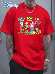 (Disney Licensed T Shirts)Disney PIXAR1 Toy Story All Characters Group Graphic Tee Men's Oversized Crew Neck Short Sleeve T-Shirt, Casual Streetwear With Woody, Buzz, Jessie, Lotso1 And Friends Print, Classic Toy Story Double-Sided Loose Fit Tee, Mens Clothes, Men, Ropa De Hombre, Summer Clothes, Men Shirts, Graphic Tees, Disney Outfits Men, Graphic Tees, Camisetas Para Hombre, Camisas Para Hombre, Summer Outfits For Men, Father's Day Gift, Perfect Gift For Family And Friends, Which Are Necessary For Birthday Parties, Disney Shirts, Mens Clothes, Summer Clothes, Officially Licensed Disney T-Shirts, Disney Men's And Women's Spring/Summer Fashion Casual Short-Sleeve T-Shirts, Disney Top - Đỏ - Xem 1