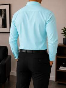 Rand paul Men's Microfiber Cotton Comfort Shirt With Slim Fit Style - 水綠色 - 查看 1