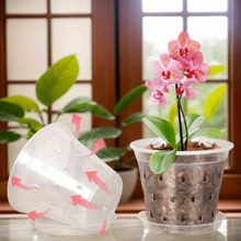 1 chậu trồng lan trong suốt có lỗ thoát nước, chậu hoa lan bằng nhựa, chậu cây trong suốt thoáng khí, thích hợp cho lan, cây mọng nước, cây trồng trong nhà và ngoài trời. - Chậu hoa trong suốt - Xem 6