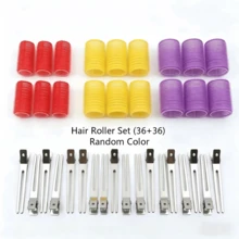 36/72 Peças Conjunto de Ferro de Ondular, 18/36 Peças Rolos de Ondular Autoadesivos Sem Calor (3 Tamanhos) com 18/36 Peças de Presilhas de Cabelo, Cores Aleatórias, Ferramentas de Styling DIY para Adicionar Cachos e Ondas (Cores Aleatórias) - Multicolorido - Visão 10