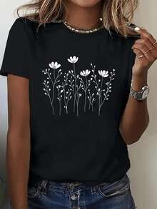 WHAT THE FUCCULENT Camiseta cómodara mujer, camiseta de manga corta casual y elegante de uste entallado (para uste hoado, consulte la tabla de tallas) - Negro - Ver 2