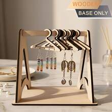 1 pieza Soporte multifuncional de madera para exhibir joyas, estante colgante de joyas compacto y creativo para escritorio, adecuado para pendientes, collares, pulseras, colgantes y almacenamiento y exhibición de otras joyas, diseño de estilo nórdico simple, base de madera estable - Color de vetas de madera natural - Ver 6