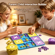 New 3x3 Grid XO Tic Tac Toe Board Game, Fun 2-Player Battle. Effectively Exercises Children's Logical Reasoning And Strategic Thinking, Suitable For Parent-Child Interaction, High-Quality Early Education Educational Toy For Kids. - 彩色 - 查看 3