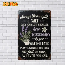 2D Flat 1pc Vintage Witch Wooden Herb Garden Sign - Rosemary & Lavender Plant Care Guide, Includes Magical Herb Names, Size 5.3X7.87 Inch, Suitable For Kitchen, Garden Or Witch-Themed Home Decor, Rustic Wall Art - Herb Chart, Indoor & Outdoor, No Electricity Required - Multicolor - View 2