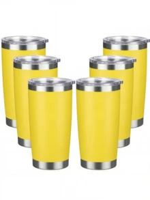6PCS-20oz Tumbler With Lid Stainless Steel Double Wall Vacuum Insulated Tumblers Powder Coated Cups Travel Mug Keep Drinks Cold And Hot - Multicolor - View 11