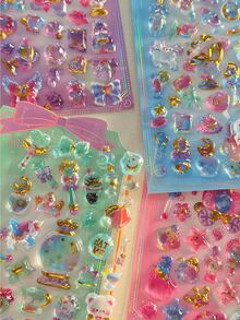 3D 浮雕箔封印貼紙，含星星、皇冠、魔杖、水晶水滴，適用於兒童手工 DIY 項目、手機殼、筆記本、卡片夾、剪貼簿、禮物交換和節日禮物 - 彩色 - 查看 5