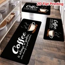 1/2/3pcs Black & White Coffee Kitchen Rugs, Soft Non-Slip Doormat Carpet For Hallway Entrance Bedroom Laundry Room Holiday Decor, Indoor Outdoor Welcome Mat - Black - View 13