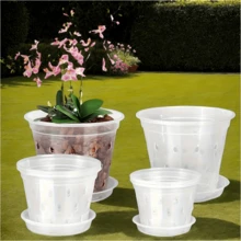 1 chậu trồng lan trong suốt có lỗ thoát nước, chậu hoa lan bằng nhựa, chậu cây trong suốt thoáng khí, thích hợp cho lan, cây mọng nước, cây trồng trong nhà và ngoài trời. - Chậu hoa trong suốt - Xem 3