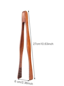 Personalized Custom Toaster Food Tongs, Customizable With Names/Logos, Etc., Personalized Cooking Tongs Made Of Nanmu Wood, Reusable, Suitable For Griping Cheese, Bacon, Muffins, Fruits, Bread, And Other Foods, A Practical Essential Kitchen Tool, Convenient For Gripping, Cooking, Baking, And Barbecuing - Khaki - View 2