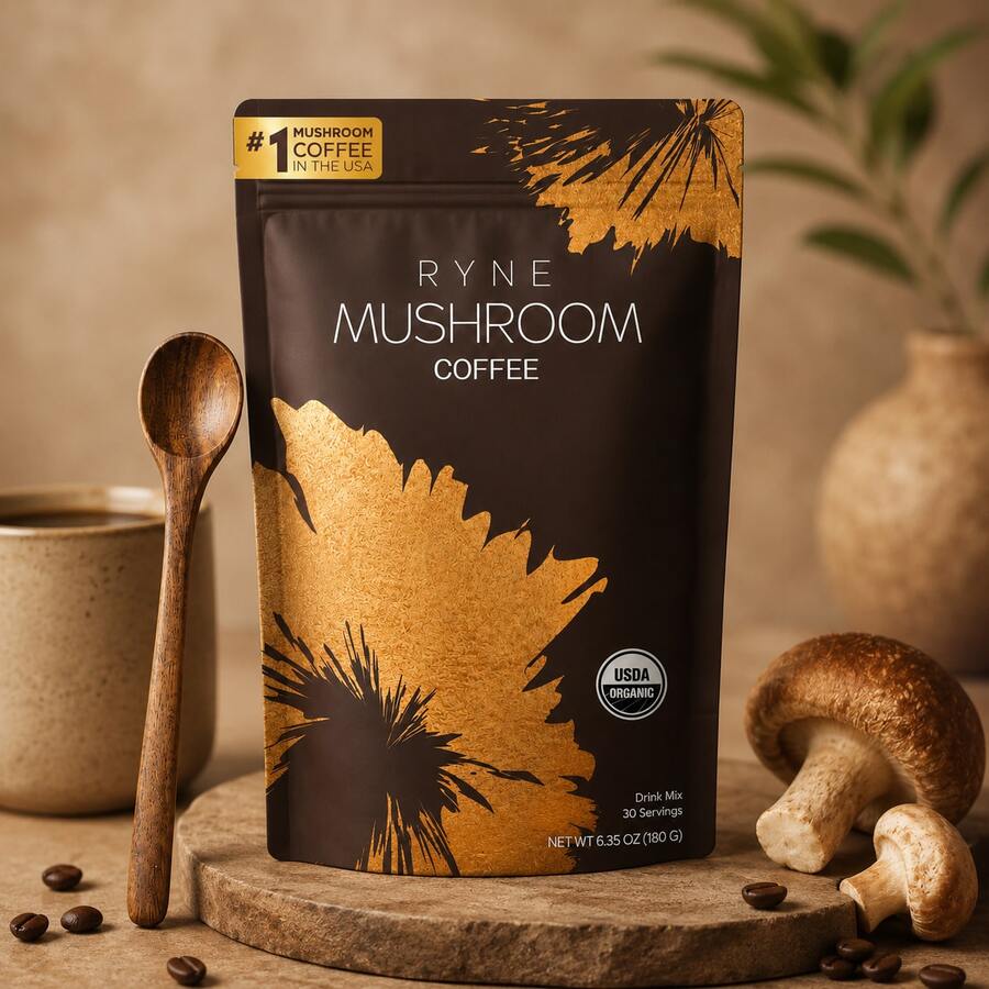 USDA Organic Mushroom Coffee Powder 3‑Pack Bulk Set 30 Servings Per Bag Daily Clean Energy Mental Focus Immune Health Morning Wellness Ritual Functional Drink Supplement - 30 Servings - View 1