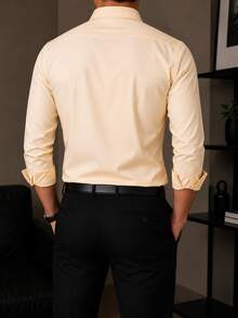 Rand paul Men's Microfiber Cotton Comfort Shirt With Slim Fit Style - Amarillo claro - Ver 2