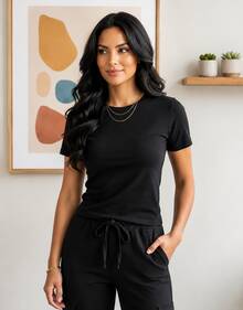 Conjunto Cómodo Casual De Pantalón Cargo Recto Y Blusa En Tela French Terry #55 - Negro - Ver 2