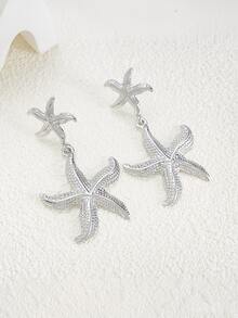 Pendientes de estrella de mar, pendientes con colgante de estrella de mar de metal, estilo personalizado de playa - Pendientes de estrella de mar grandes y pequeños - Ver 4