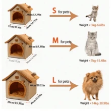 1 pièce Lit douillet pour animal de compagnie, convient aux chats, maison de chat/chien amovible et lavable, lit douillet pour chat doux et confortable, nid de chien de petite taille, cadeau de Noël, maison pour animaux de compagnie abordable et de bonne qualité (Veuillez noter qu'en raison des différences d'éclairage, il peut y avoir des différences de couleur dans le produit) - Multicolore - View 2