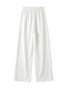 JUTU Loose Fit Colorblock Star Print Ice Silk Thin Drawstring High Waist Casual Pants, Suitable For Spring, Summer And Autumn, Straight Leg Design For Women - White and Red - View 7
