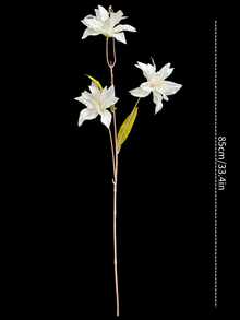 1/3/6件人造百合花，85公分仿真花，適用於牆面、客廳、臥室、婚禮、派對裝飾、桌面填充、居家、桌面裝飾、廚房、婚禮、桌面、中心裝飾、辦公室、花園、戶外、房屋、庭院裝飾，適用於春、夏、秋、冬季節裝飾 - 白色 - 查看 3