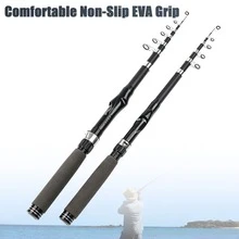 SEACHASER伸缩式路亚竿，M调性，EVA手柄，适用于海水和淡水，轻便易携，口袋竿，旅行钓鱼竿。 - 灰色 - 查看 10