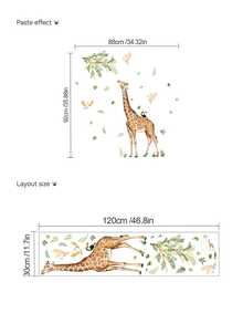 Cute Cartoon Giraffe & Bird Wall Stickers, Green Plant Leaf Art Decals, For Children's Room, Nursery, Bedroom, Living Room, Corridor, Self-Adhesive Removable Vinyl Wall Decals - Multiple Styles - View 14