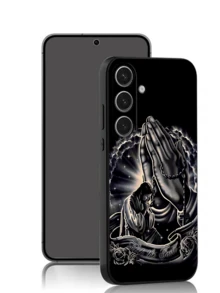 宗教主题单件装祈祷灵魂黑色防震防滑手机壳，兼容三星Galaxy A04e/A05s/A13/A14/A15/A34/A35/A50/A52/A53/A54/S21/S22/S23/S24/S25/S25Ultra - 黑色 - 查看 3