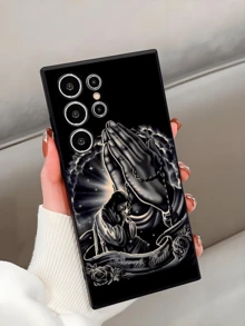 宗教主题单件装祈祷灵魂黑色防震防滑手机壳，兼容三星Galaxy A04e/A05s/A13/A14/A15/A34/A35/A50/A52/A53/A54/S21/S22/S23/S24/S25/S25Ultra - 黑色 - 查看 4