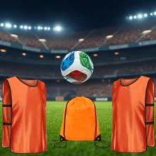 2026 World Cup USA Canada Mexico 4PCS Piece Football Vest, Adjustable Elastic Training Vest With Storage Bag, Suitable For Youth And Adult Players, Football Related, Boys' Games - Multicolor - View 2