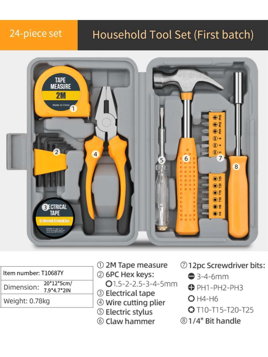[High Quality Tool Set] 13/24/15/18/20 Piece Tool Kit, Complete Manual Repair And Maintenance Tool Set For Home Furniture And Daily Maintenance, No Assembly Required, Batteries Not Included.