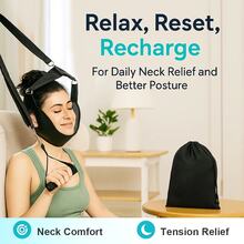 Neck Stretcher For Pain Relief, Over Door Neck Hammock For Home Use, Portable Device For Daily Neck Decompression, Relaxation & Therapy With Adjustable Strap And Comfortable Padding - Black - View 2