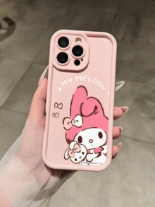 Miniso Sanrio Melody Thick Shockproof Full Coverage Phone Case Compatible With IPhone 17 Pro Max, 17, 16 Pro Max, 15 Pro Max, 16 Pro Max, 14, 13, 12, 11, 14 Pro, 15 Plus, 12 Pro, 16 Plus, XS, 14 Pro Max, 13 Pro And Other Models, Cute Cartoon Print - Pink - View 4