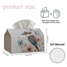 1pc Watercolor Koala & Leaf Pattern Tissue Box Cover - Multifunctional Home Party Decor Tissue Holder - Living Room Bedside Tissue Paper Storage Box - Fits Facial Tissues/Paper Towels/Napkins - Multicolor - View 3