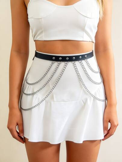 Thắt lưng dây xích thời trang dành cho nữ, chất liệu da PU, kiểu corset punk gothic đa năng, phù hợp cho công việc hàng ngày, lễ hội Halloween, Giáng sinh và các bữa tiệc hóa trang.