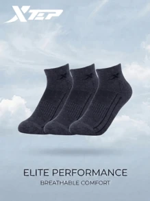 XTEP--Mid-Calf Socks I Mid-Calf Socks Men's Breathable Badminton Running Sports Socks Comfortable Soft Mid-Calf Socks 5 Pairs Dark Gray - Dark Gray - View 2