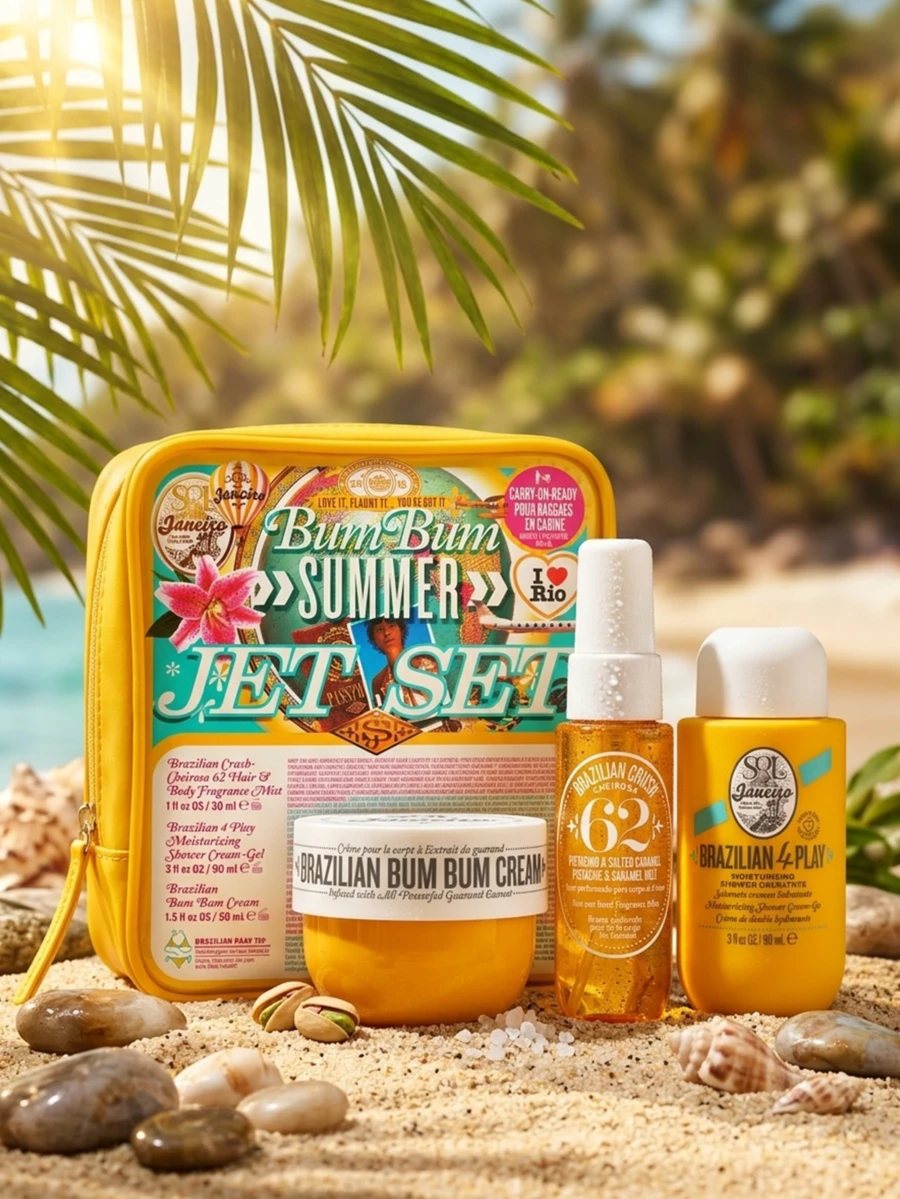 Sol de Janeiro Bộ 3 sản phẩm Bum Bum Jet (Kem dưỡng 50ml + Gel tắm 90ml + Xịt thơm toàn thân 30ml) Bộ mini Unisex 1.7oz/50ml + 3oz/90ml + 1oz/30ml - Nhiều màu - Xem 1
