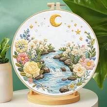3 Sets Mori Style Embroidery Kits - Lily Of The Valley Rabbit/Starry Stream/Moonlit Forest DIY Handmade Embroidery, Healing Artistic Home Decor - Multicolor - View 5