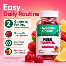 3-Pack Supply | Physician's Choice Fiber Gummies, Professional-Grade Digestive Support, 5g Fiber, Raspberry Lemon, 60 Count/Bottle, - 3 Bottles - View 5