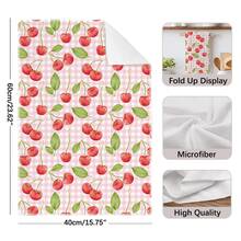 2pcs Minimalist Everyday Floral Cherry Pattern Kitchen Towels, Soft Polyester Material Dish Cloths, Suitable For Kitchen Decor, Cleaning, Holiday Party Decoration, Kitchen & Bathroom Essentials, Home Decor, Housewarming Gift - Multicolor - View 4