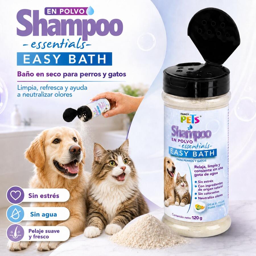 Shampoo en Polvo para Perros y Gatos Fancy Pets 120gr Cat accessories Corta uñas para perro Cat toys Kitten Dog Guarderia canina Mascotas Cachorro Accesorios - 100 g - Ver 1