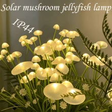 1件裝太陽能矽膠水母燈，6/8/10LED花園裝飾燈，花園裝飾，適用於草坪、陽台、戶外區域、露台、小屋、露營和度假環境。[太陽能] - 太陽能蘑菇燈 - 查看 2