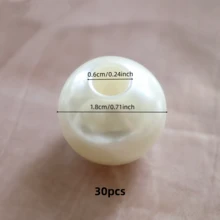 10/20/50/100 hạt nhựa giả ngọc trai lỗ lớn, màu bạc/vàng/acrylic, hạt rời tự làm dùng làm đồ trang sức, phụ kiện - Trắng ngọc trai - Xem 19