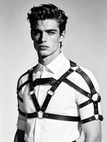 Men's Fashion Punk-Style Belt Suspenders Pu Leather Gladiator Suspenders Gothic Style Suitable For Daily Wear As Well As Occasions Like Valentine's Day Christmas Music Festivals And Other Holidays