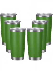 6PCS-20oz Tumbler With Lid Stainless Steel Double Wall Vacuum Insulated Tumblers Powder Coated Cups Travel Mug Keep Drinks Cold And Hot - Multicolor - View 13