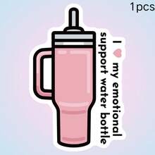I Love️ Pink Large Capacity Water Cup, Healing Meme, Waterproof Vinyl Sticker - Durable Smooth Surface, Self-Adhesive Bumper Sticker, Suitable For Cars, Windows, Laptops, Trucks, Water Bottles - Multi-Purpose Durable Design, Car Sticker - Vinyl - View 10
