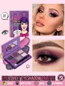 MISSLYN 1入 EYE Love It 6色眼影盤，附鏡子與刷具，高顯色、易暈染、質地滑順，長效眼妝盤，霧面、珠光與亮片妝效，適合萬聖節、派對、Y2K風格與送禮 - #2 FLAMING EYES - 查看 1