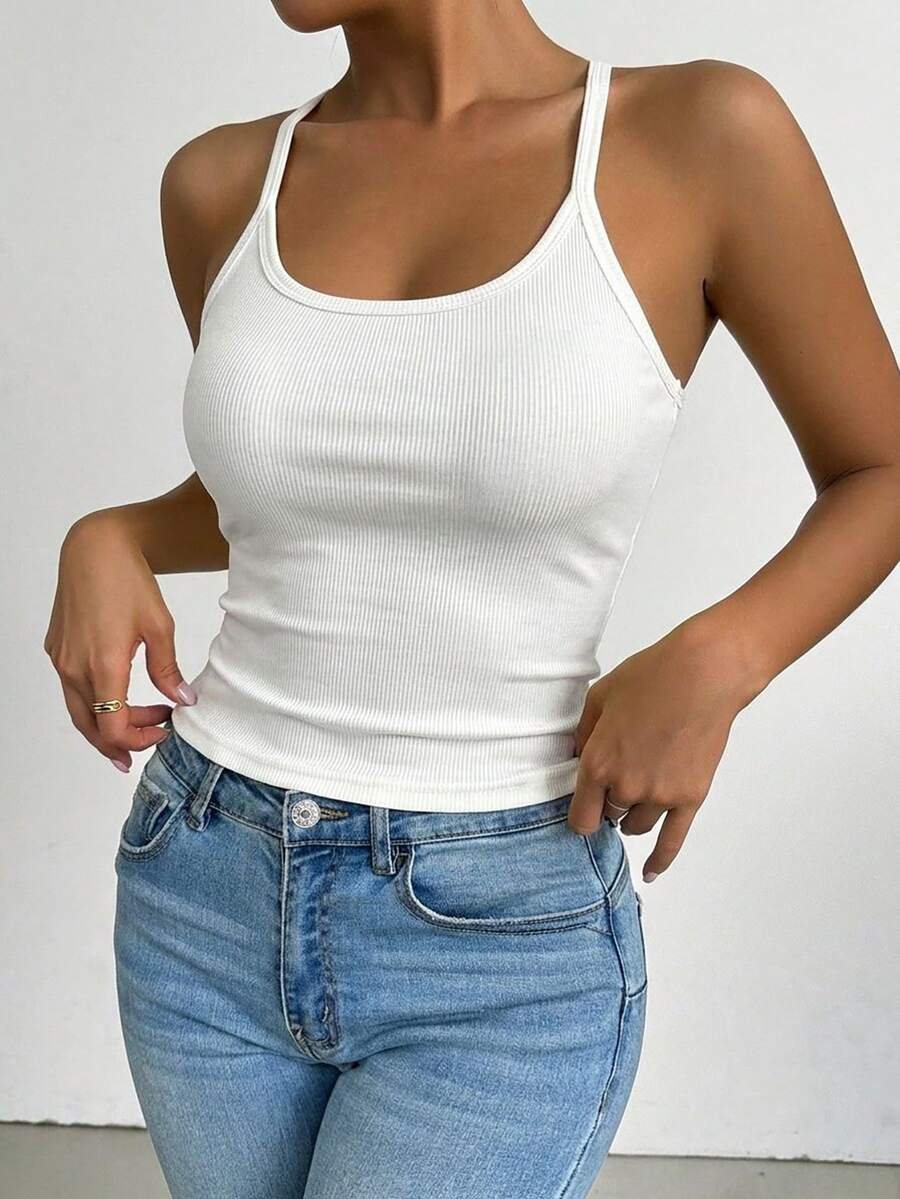Women's Fitted Camisole With Padded Bust, Soft & Comfortable Fabric, Machine Washable, Summer Sleeveless Tank Top - White - View 1