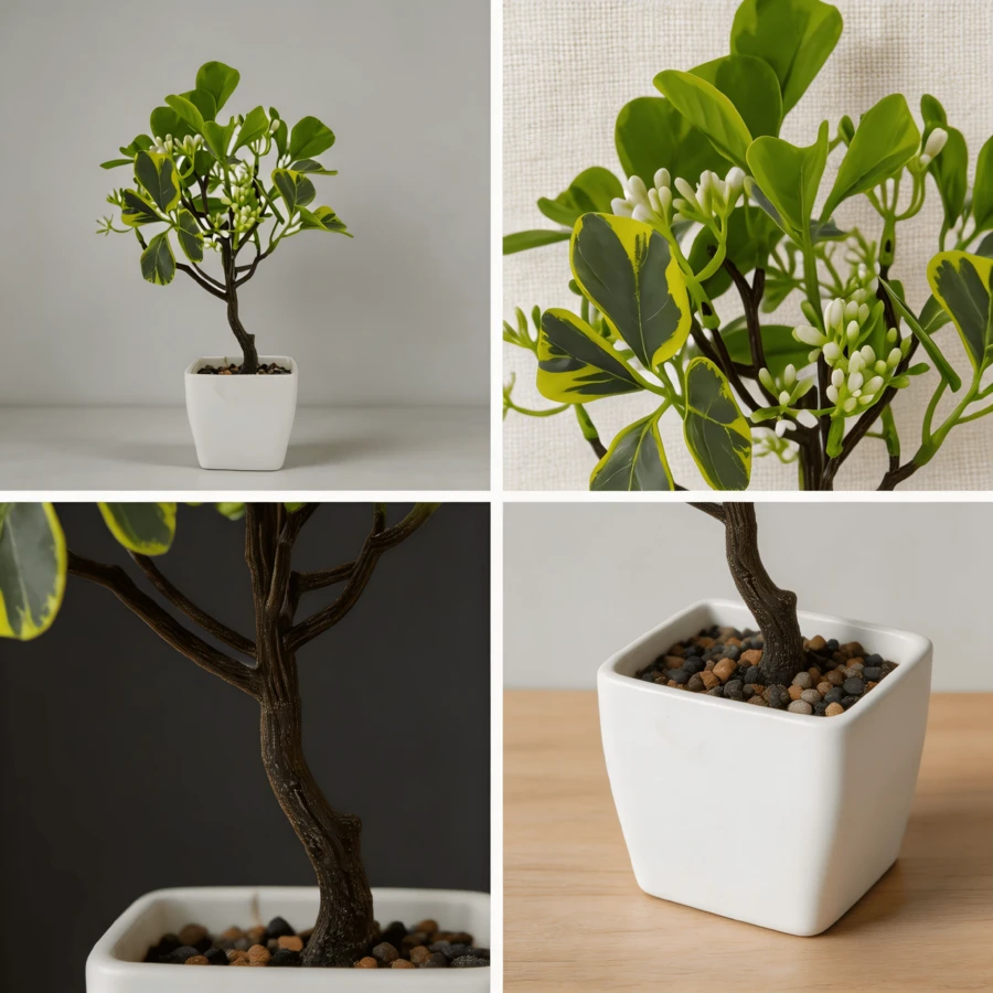 人造盆景树,仿真绿色植物装饰,适用于室内家居办公室桌面,简约风格,人造绿植装饰,适合北欧农舍风格家居。 - 綠色 - 查看 1