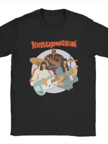 Three Musicians Playing Together Convey Retro Energy And A Free Spirit With Warm Colors And Soft Shapes That Evoke Artistic Harmony And A Passion For Music. A Comfortable, Modern, Casual Women's T-Shirt For Everyday Wear. - 黑色 - 查看 1
