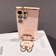Fashion Luxury Shockproof Cute Rabbit Electroplated Makeup Mirror Phone Case, Compatible With Samsung Galaxy S26-S20, A02S-A07, A11-A17/A20-A70, Note 7/8/9/10/11/12/13/14/15/A5/A3/A2/A1/9/10/12/13C/14C/15C, Honor MAGIC 5/6/7 LITE, , Reno Series - Pink - View 6