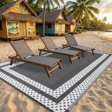 5ft X 8ft Reversible Outdoor Rug, Portable Plastic Woven Camping Mat, Suitable For RVs, Waterproof Outdoor Area Rug For Yard, Patio, Porch, Balcony (White Gray) - Aircraft Frame - View 14
