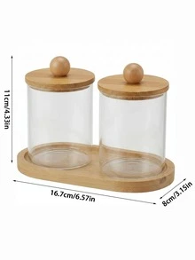 2/3 Piezas Juego de almacenamiento de hisopos de algodón para baño (los tamaños seleccionados incluyen bandeja) - Frascos dispensadores de hisopos de algodón de estilo de boticario de acrílico (con tapas) - Multicolor - Ver 11