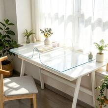 1pc Soft Glass Transparent Table Mat, PVC Clear Dining Table Pad, Minimalist Solid Color Desk Protector, Waterproof Oil-Proof Transparent Table Mat, Heat-Resistant Tabletop Protective Pad, Suitable For Student Desk, Computer Desk, Home Desk In Various Sizes - Transparent - View 3