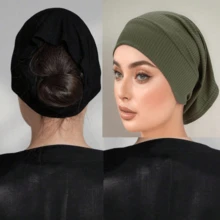 2pcs/10pcs/Set Women's Solid Color Muslim Hijab Underscarf Elastic Jersey Hijab Underscarf Tube Inner Caps - Multicolor - View 10